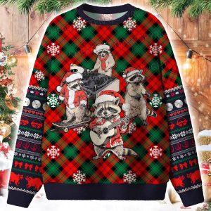 Raccoon Concert Ugly Christmas Sweater