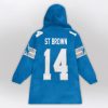 ST Brown 14 Lions Football Unisex Blanket Hoodie 2