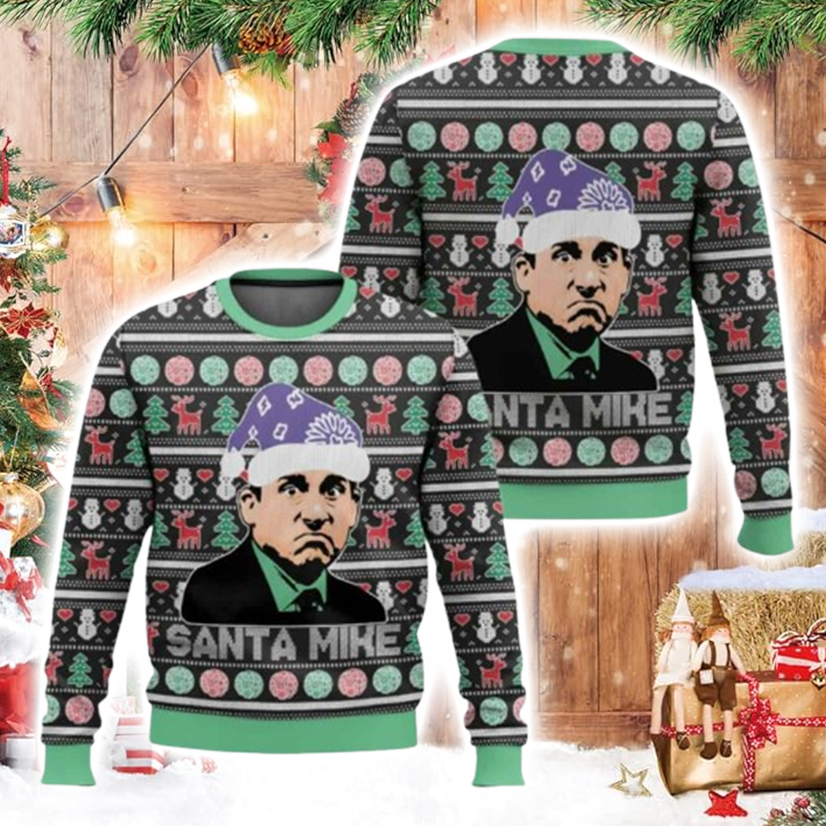 Santa Mike Scott The Office Ugly Christmas Sweater
