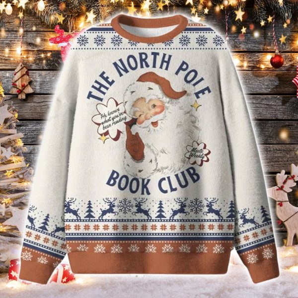 Santas The North Pole Book Club Ugly Christmas Sweater