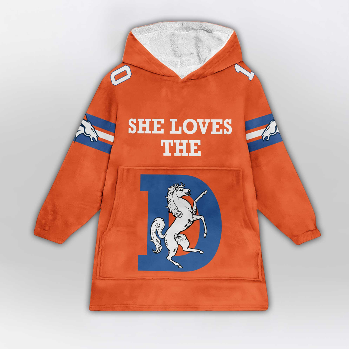 She Loves The 10 broncos Football Unisex Blanket Hoodie