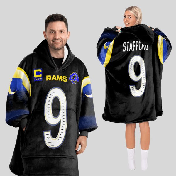 Stafford 9 Los Angeles R Football Unisex Blanket Hoodie 1