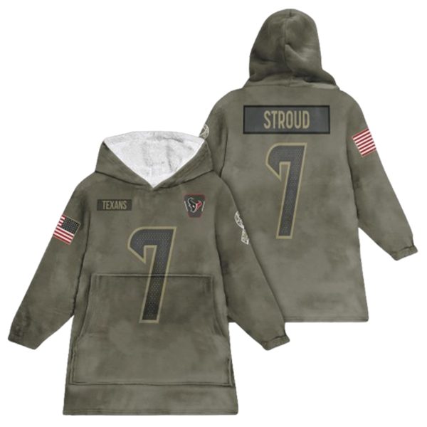 Stroud 7 Texans Football Blanket Hoodie 1