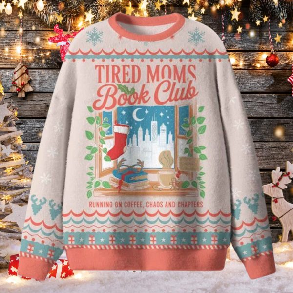Tired Moms Book Club Ugly Christmas Sweater