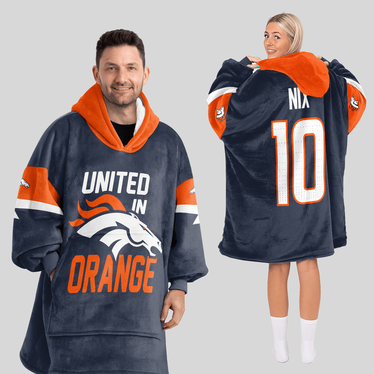 United In 10 Broncos Football Unisex Blanket Hoodie 1