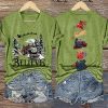 V Neck Retro Christmas Believe Print T Shirt 2