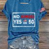 V Neck Retro No Kings Yes On 50 Print T Shirt