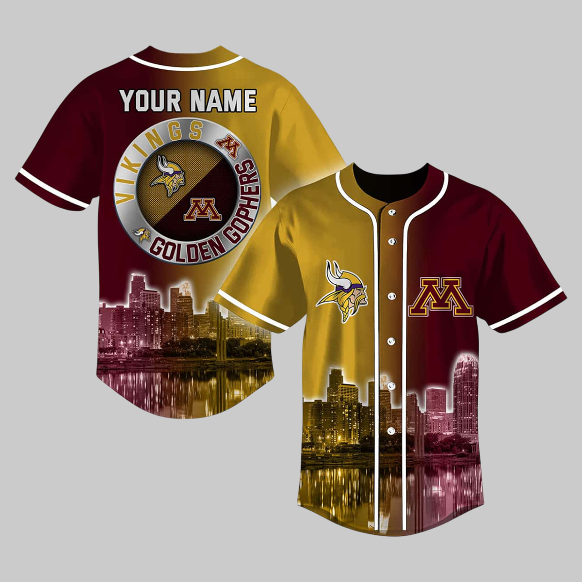 Vikings x Golden Gophers Skyline Baseball Jersey