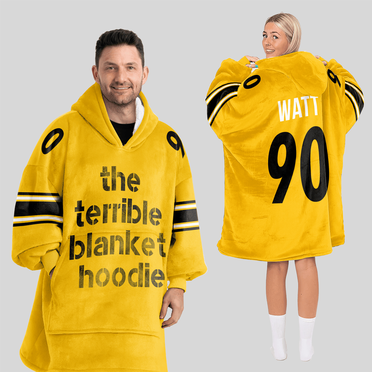 Watt 90 Pittsburgh Football Unisex Blanket Hoodie