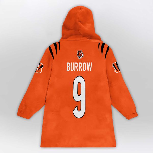 Who Dey Burrow 9 Cincinnati Football Unisex Blanket Hoodie 2