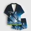 Women's Blue Jays Birds Baseball Fan Short Sleeve Satin Pajama Set 1