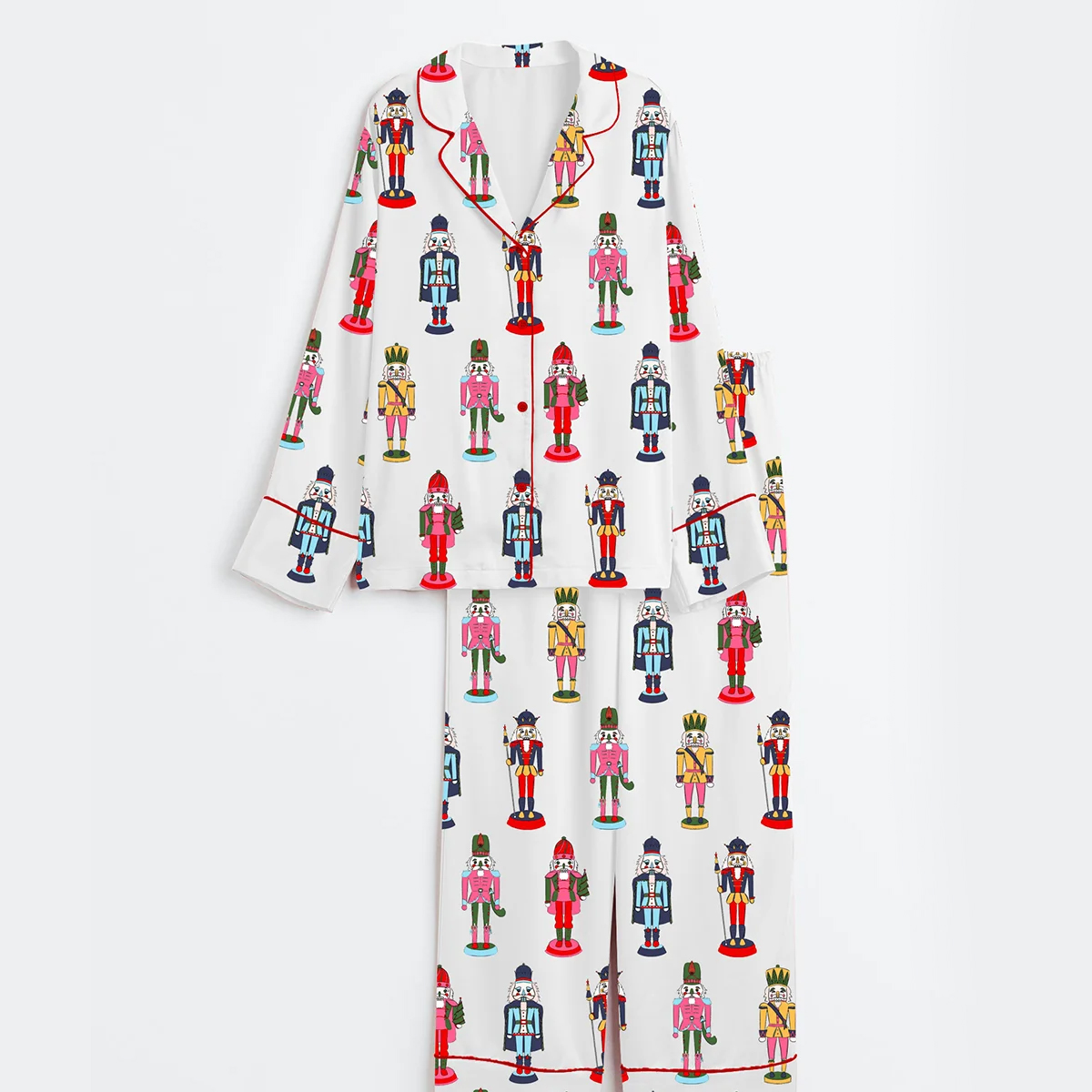 Women's Christmas Nutcracker Long Sleeve Satin Pajama Set