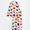 Women's Colorful Cats Short Sleeve Satin Pajama Set