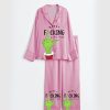Women's Merry Grnch Pink Christmas Short Sleeve Satin Pajama Set