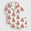 Women's Retro Christmas Characters Whimsical Christmas Movie Short Sleeve Satin Pajama Set