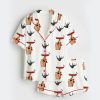 Women's Vintage Cocktail Surrealism Print Short Sleeve Satin Pajama Set 1