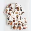 Women's Watercolour Wizard School Owl Wand Book Magic Potion Short Sleeve Satin Pajama Set 1