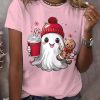 WomenS Christmas Ghost Print T Shirt 2