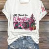Womens Breast Cancer Awareness All I Want For Christmas Is Cure Printed V Neck Tee 1