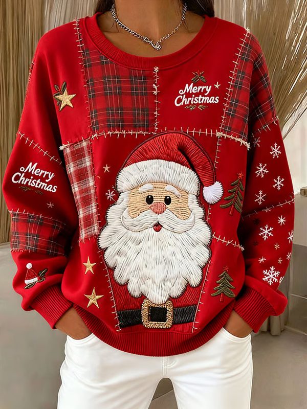 Womens Casual Christmas Print Long Sleeve Sweatshirt