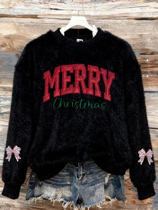 Womens Casual Flannel Christmas Print Long Sleeve Sweatshirt 1