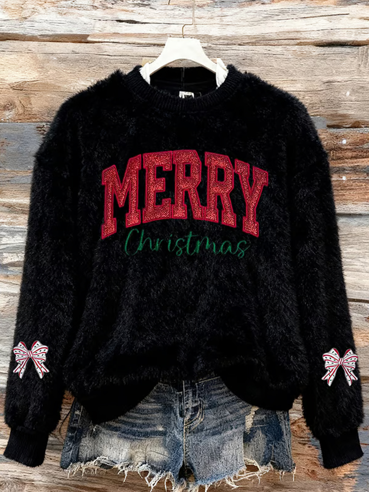 Womens Casual Flannel Christmas Print Long Sleeve Sweatshirt 1