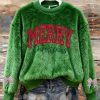 Womens Casual Flannel Christmas Print Long Sleeve Sweatshirt