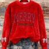 Womens Casual Flannel Christmas Print Long Sleeve Sweatshirt 2
