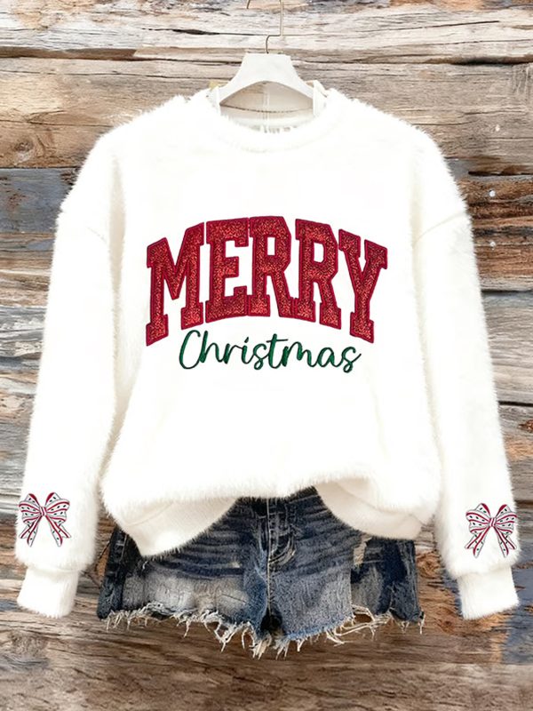 Womens Casual Flannel Christmas Print Long Sleeve Sweatshirt 3