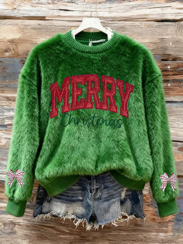 Womens Casual Flannel Christmas Print Long Sleeve Sweatshirt
