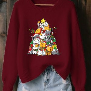 Womens Christmas Animal Print Souvenir Ugly Sweater