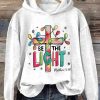 Womens Christmas Be The Light Print Hoodie