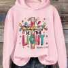 Womens Christmas Be The Light Print Hoodie 2