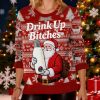 Womens Christmas Drink Up Bitches Dispenser Print Sweatshirt