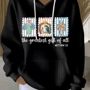 Womens Christmas Faith Print Hoodie 1