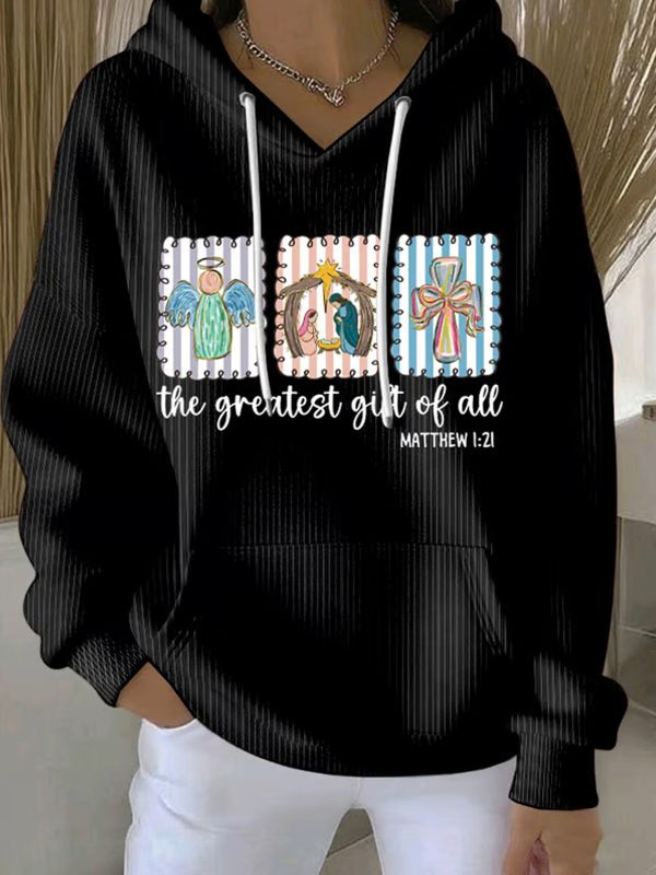 Womens Christmas Faith Print Hoodie 1