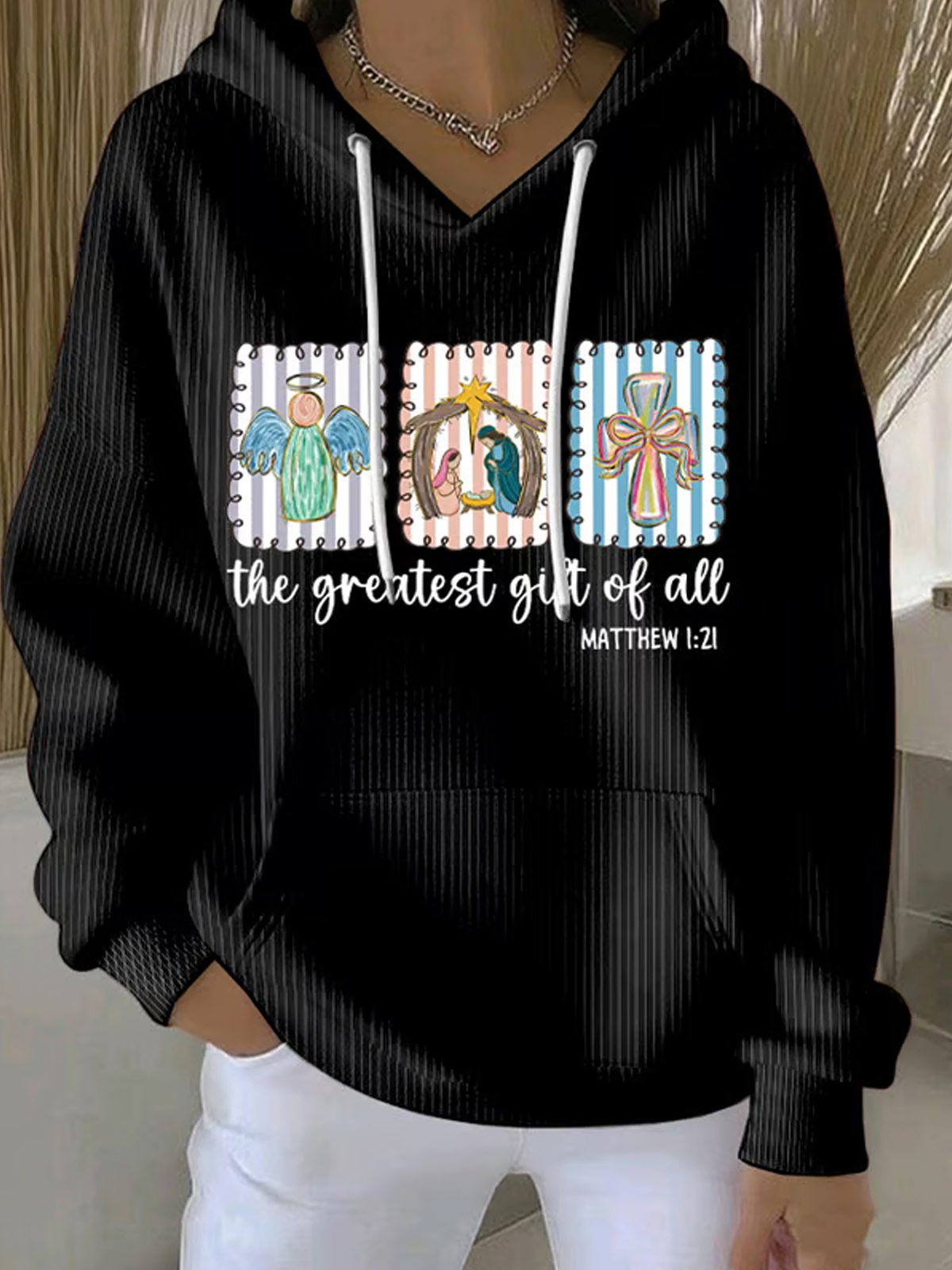Women's Christmas Faith Print Hoodie