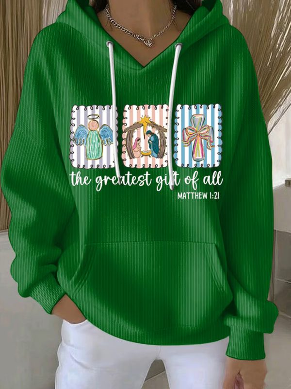 Womens Christmas Faith Print Hoodie