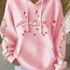 Womens Christmas Flamingo Print Casual Hoodie