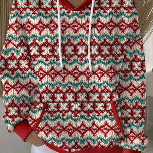Womens Christmas Geometric Print Hoodies