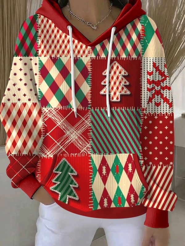 Womens Christmas Geometric Print Hoodies sweatshirts