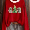 Womens Christmas Highland Cow Print Sweater