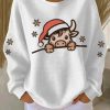 Womens Christmas Highland Cow Print Sweatshirt