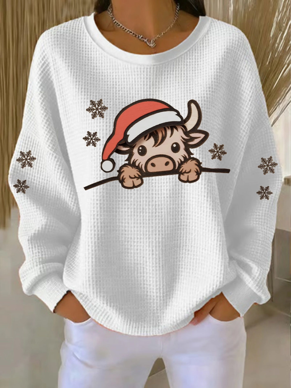 Women's Christmas Highland Cow Print Sweatshirt