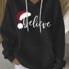 Womens Christmas Print Casual Hoodie