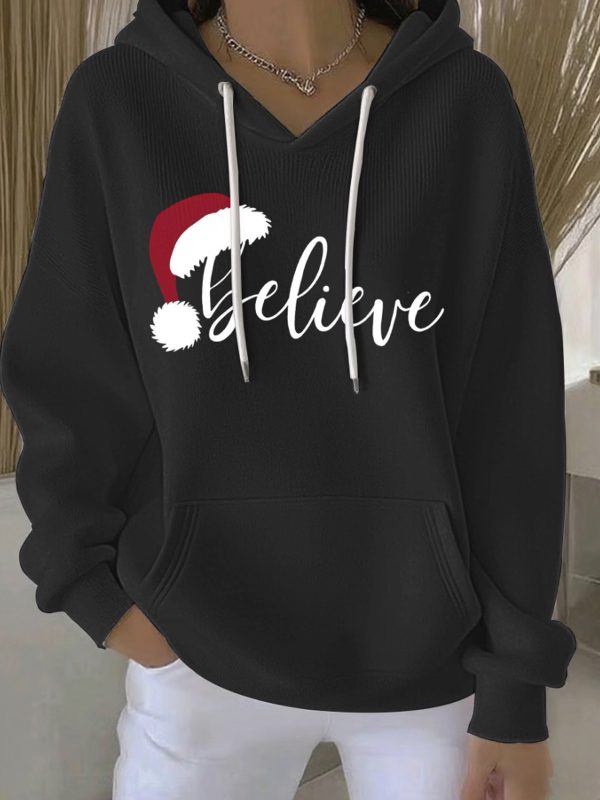 Womens Christmas Print Casual Hoodie
