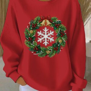 Womens Christmas Print Casual Ugly Sweatshirt