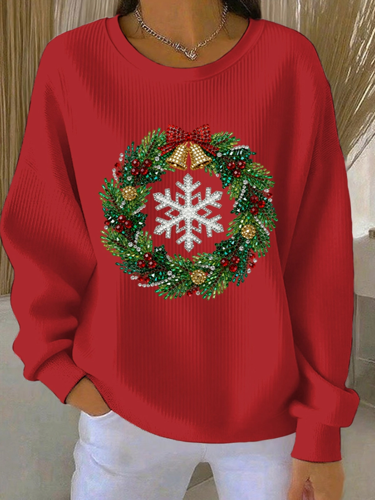 Women's Christmas Print Casual Ugly Sweatshirt