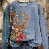 Womens Christmas Print Crew Neck Sweatshirt