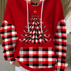 Womens Christmas Print Hoodie